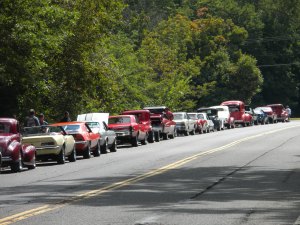 Staging area for classic car show