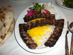 Ground lamb kebob plate