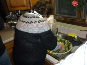 Auntie Linda Prepping the Salad