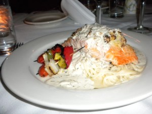 Stuffed Salmon on Angel hair Pasta