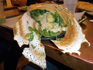 Tuna, Avocado Dosas w/Cilantro Chutney